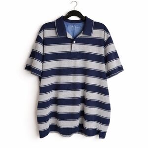 Eddie Bauer Blue Striped Polo Short Sleeve Shirt, LT